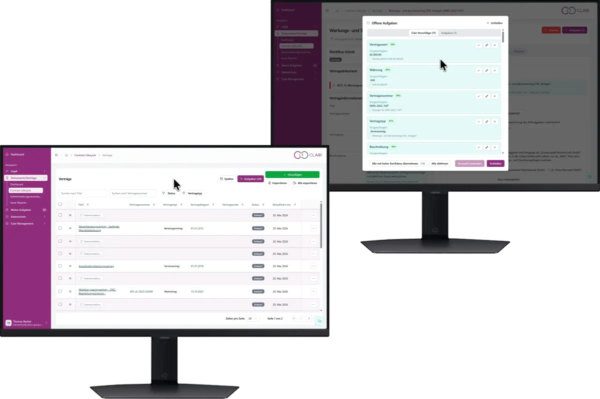 Screenshot der Plattform CLAIR