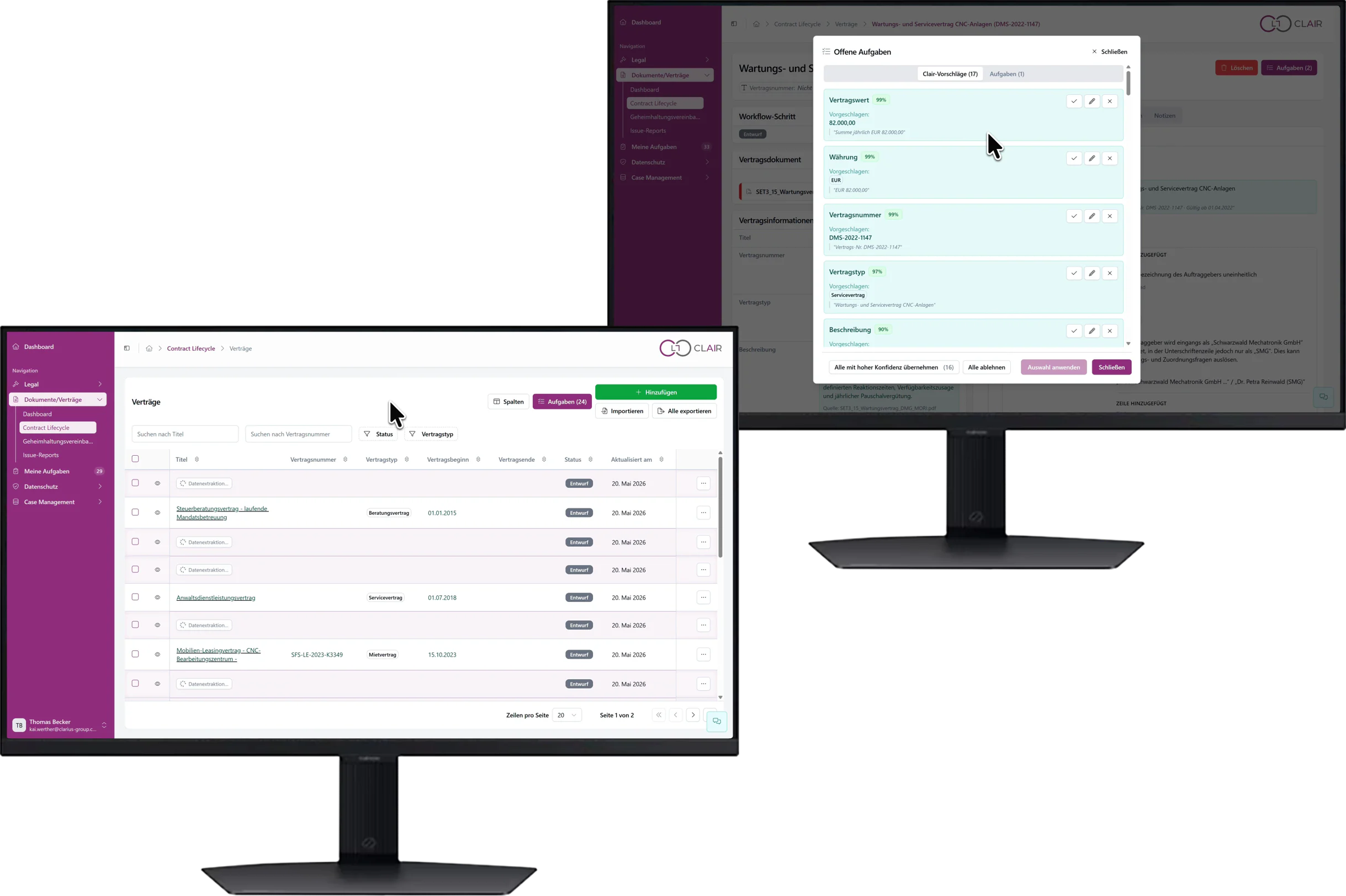 Screenshot of the CLAIR platform