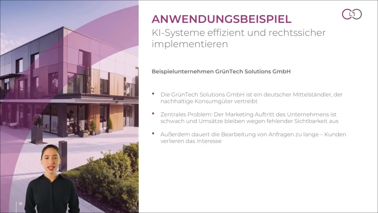 Training slide with an application example from a mid-sized company